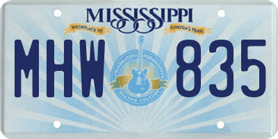 MS license plate MHW835