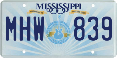 MS license plate MHW839