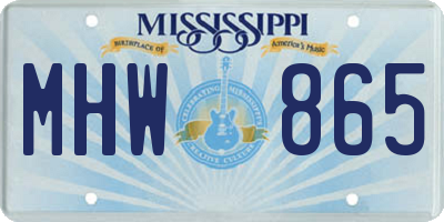 MS license plate MHW865