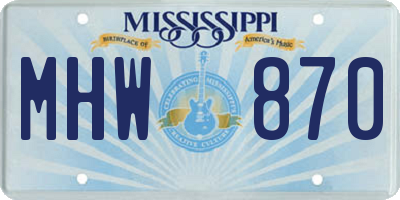 MS license plate MHW870