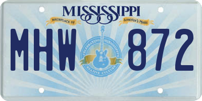 MS license plate MHW872