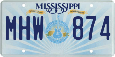 MS license plate MHW874