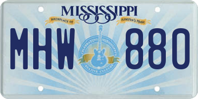 MS license plate MHW880
