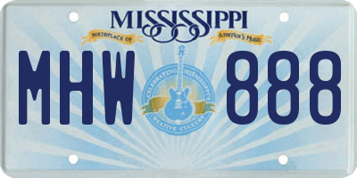 MS license plate MHW888