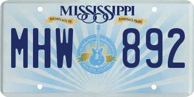 MS license plate MHW892