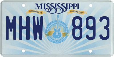 MS license plate MHW893