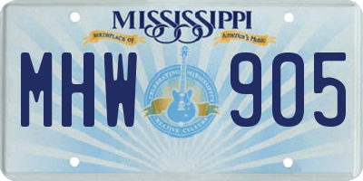 MS license plate MHW905