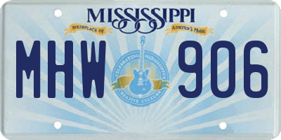 MS license plate MHW906