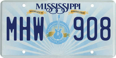 MS license plate MHW908