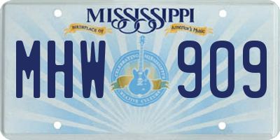 MS license plate MHW909