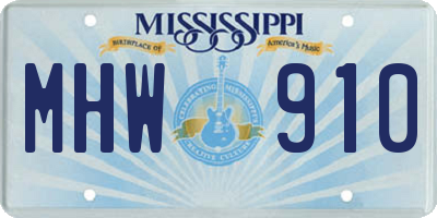 MS license plate MHW910