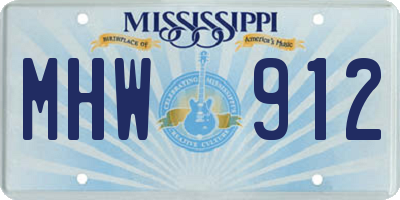 MS license plate MHW912