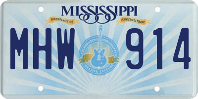 MS license plate MHW914