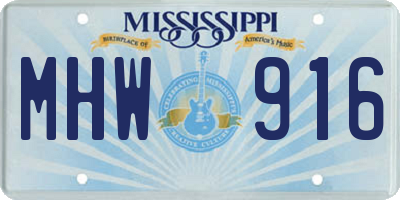 MS license plate MHW916
