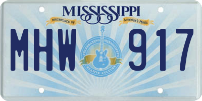 MS license plate MHW917