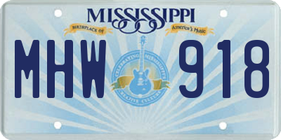 MS license plate MHW918