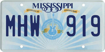 MS license plate MHW919