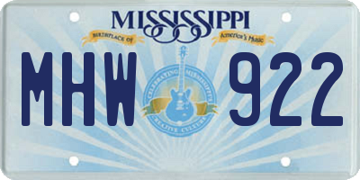 MS license plate MHW922