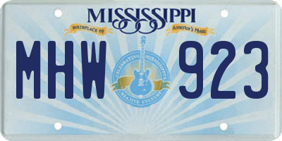 MS license plate MHW923