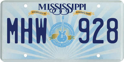 MS license plate MHW928