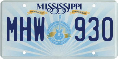 MS license plate MHW930