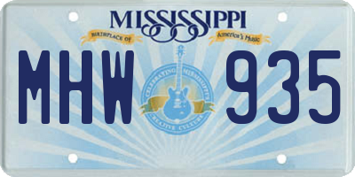 MS license plate MHW935