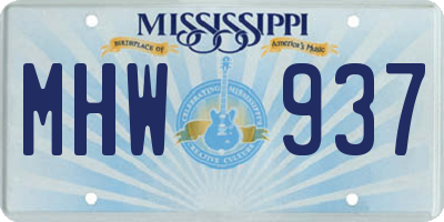MS license plate MHW937