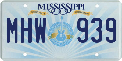 MS license plate MHW939