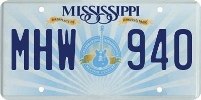 MS license plate MHW940
