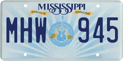MS license plate MHW945