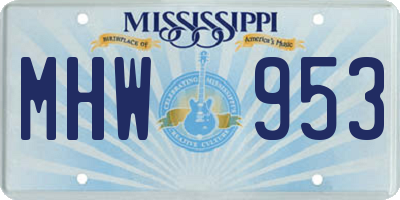 MS license plate MHW953