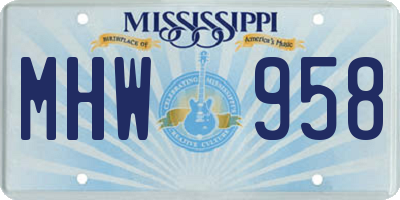 MS license plate MHW958