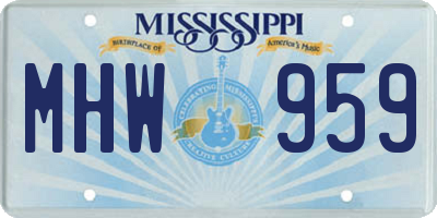 MS license plate MHW959