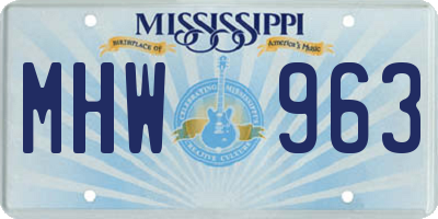 MS license plate MHW963