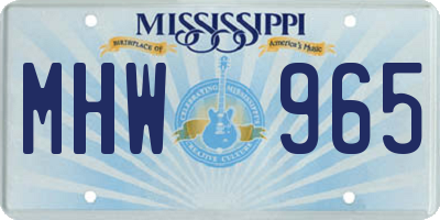 MS license plate MHW965