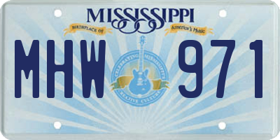 MS license plate MHW971