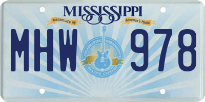 MS license plate MHW978