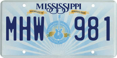 MS license plate MHW981
