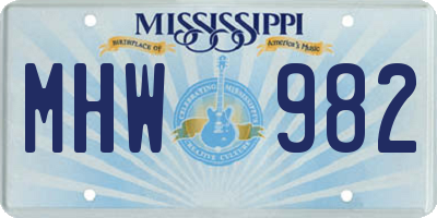 MS license plate MHW982