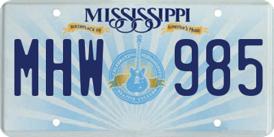 MS license plate MHW985