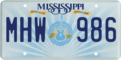 MS license plate MHW986