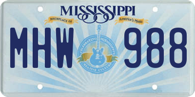 MS license plate MHW988