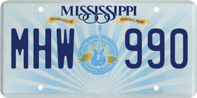 MS license plate MHW990