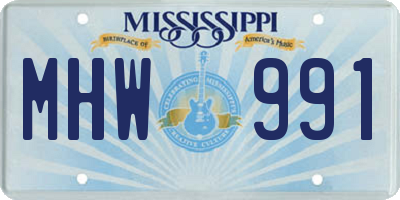 MS license plate MHW991