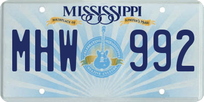 MS license plate MHW992