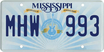 MS license plate MHW993