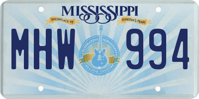 MS license plate MHW994