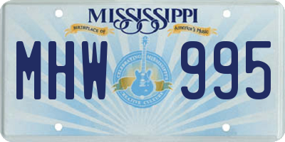 MS license plate MHW995