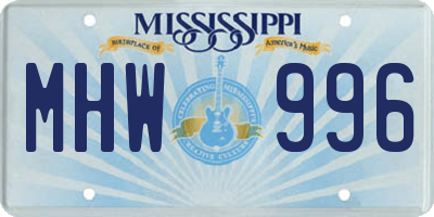 MS license plate MHW996