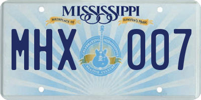 MS license plate MHX007